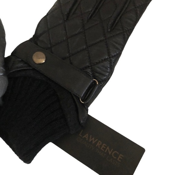 David Lawrence Black Leather Quilted Gloves Sz M-L - Picture 3 of 7